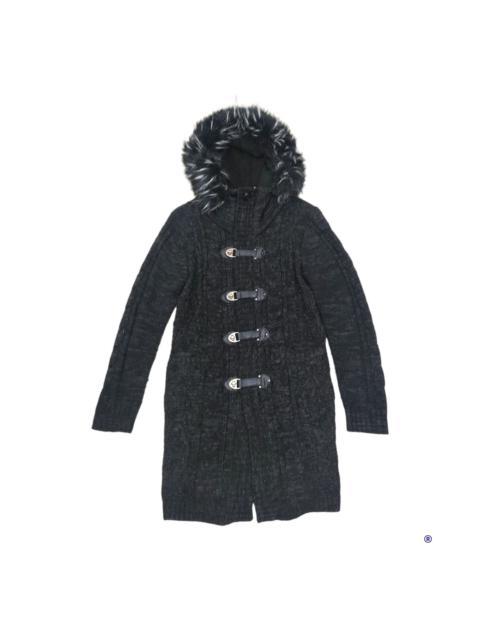 Other Designers semanticdesign - Semantic Design Racoon Fur Hooded Knitted Sweater Jacket