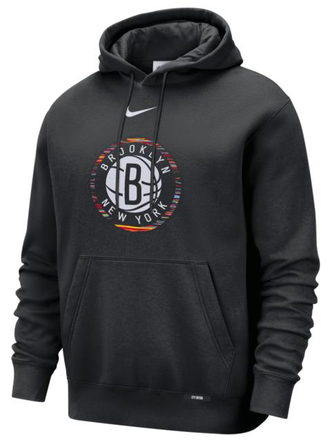 Nike Nike Mens Nike Nets Club Logo City Edition Hoodie