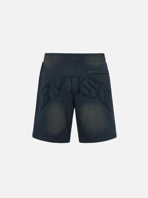 EVISU Logo Appliqué Embroidery Heavy Washed Fashion Fit Sweatshorts