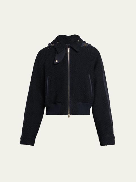Moncler Juvigny Hooded Tweed Bomber Jacket