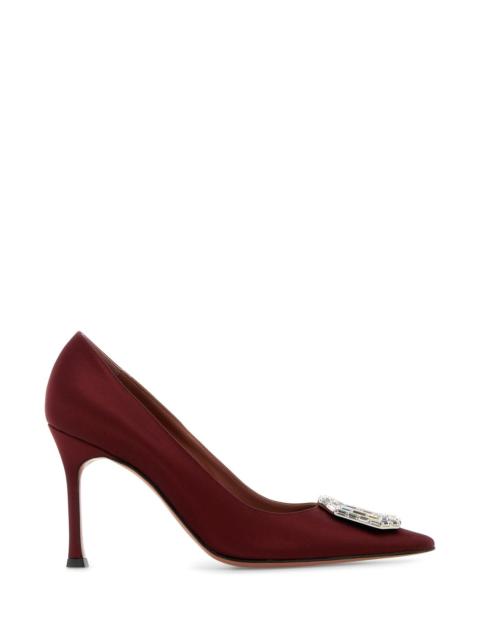 Amina Muaddi Women Camelia Pump 90 Satin Wine  White B