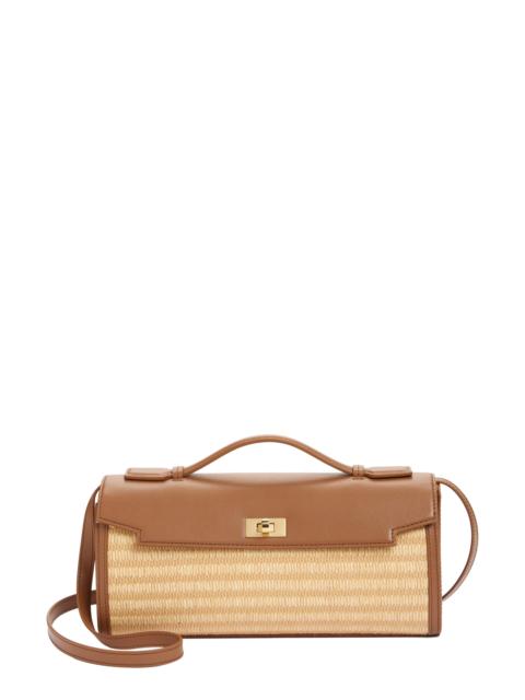 Anya Hindmarch Anya Hindmarch Mortimer Raffia & Leather Clutch in Pecan at Nordstrom