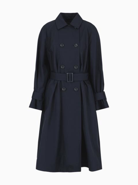 EMPORIO ARMANI Double-breasted trench coat with belt in water-repellent technical cotton