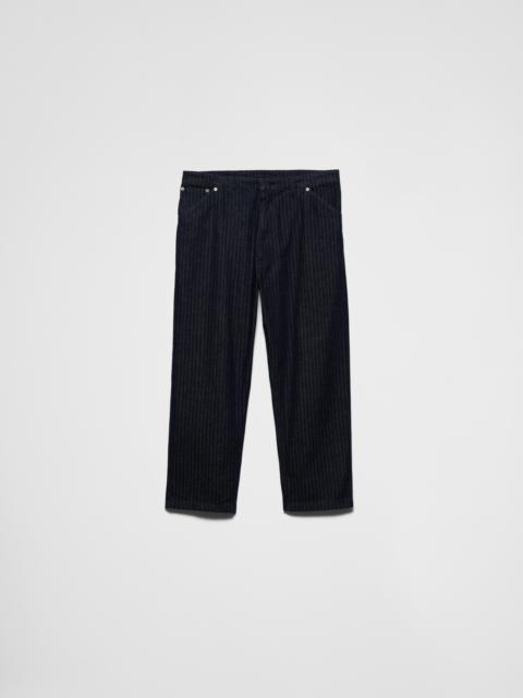Prada Wide-leg chevron denim jeans