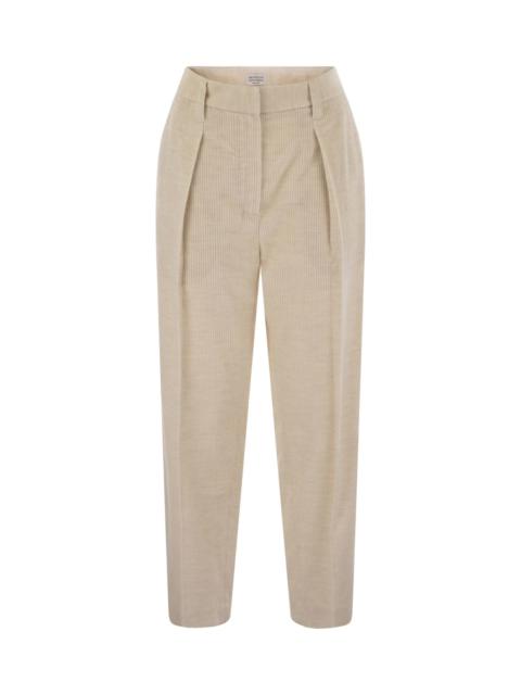Striped Canvas Trousers In Viscose And Comfort Cotton With Necklace