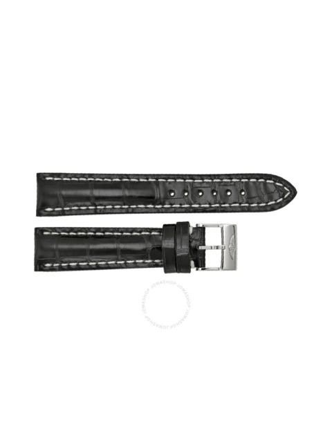 BREITLING Breitling Black Watch band Strap with White Stitching and a Stainless Steel Tang Buckle 20-18mm