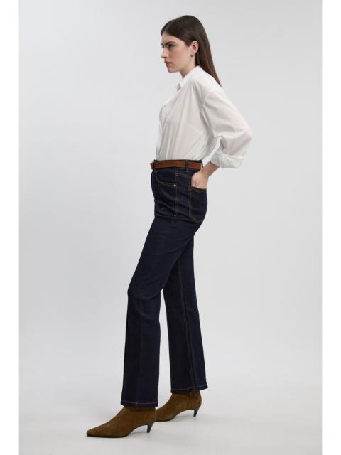 KAREN MILLEN Petite Stretch Denim Pintuck Flare Jean
