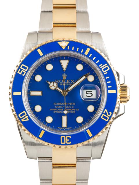 ROLEX Pre-Owned Two Tone Rolex Submariner Blue Dial Ref 116613LB