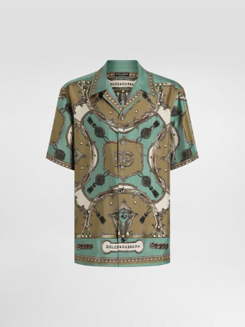 Dolce & Gabbana Cargo-print hawaii washed silk twill shirt