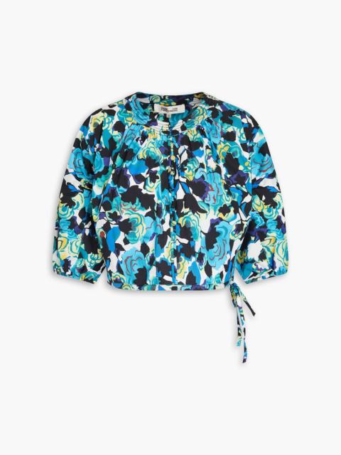 DIANE VON FURSTENBERG Dario cropped printed cotton-blend poplin top