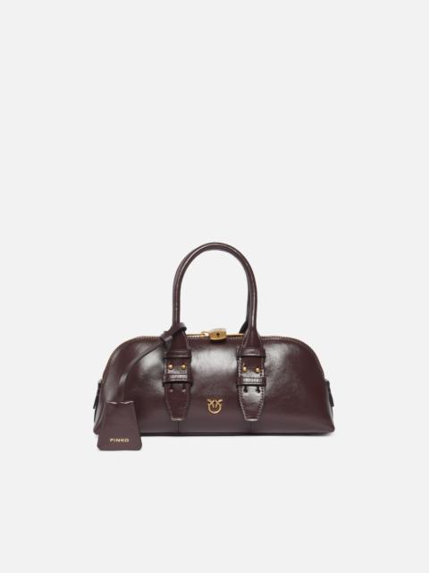 PINKO ESCAPE BAG SMALL HANDBAG IN PATENT-EFFECT LEATHER