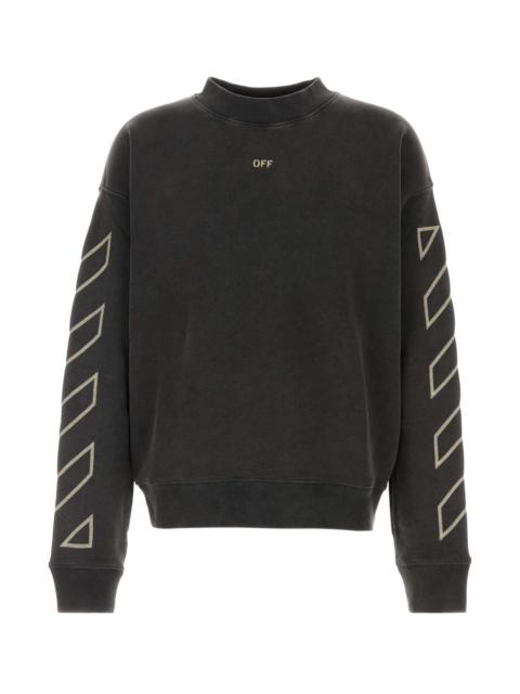 Off White Men Slate Cotton Oversize Sweatshirt