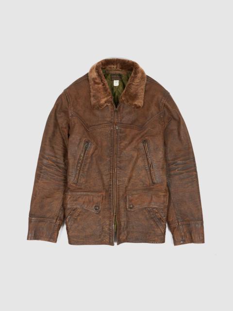RRL by Ralph Lauren Double RL Shearling Collar Leather Car Coat