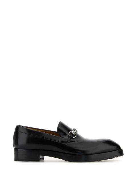 Gucci Men Black Leather Loafers