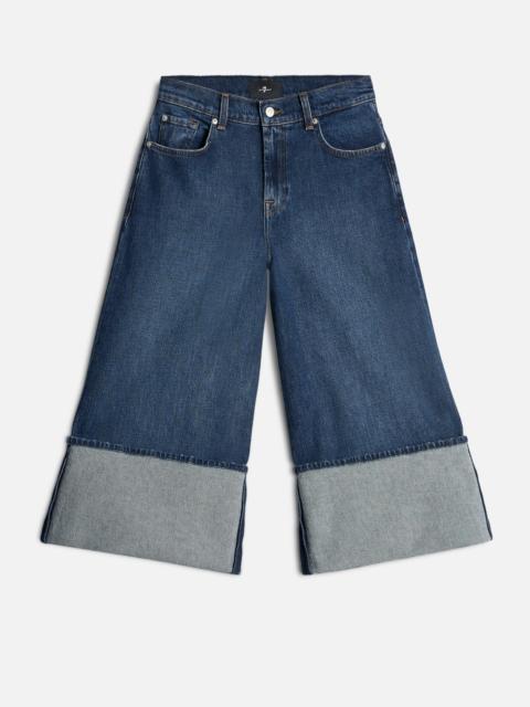 7 For All Mankind MANKIND Cuffed Denim Culotte in Radar