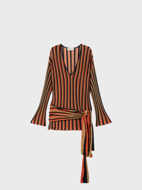 Blumarine SHORT STRIPED KNIT DRESS WITH SASH BELT