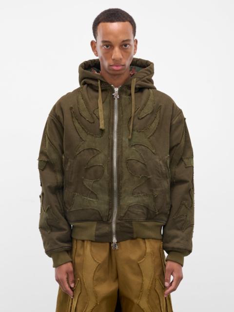 YAKU Khaki Graphic Antler Winter Hoodie