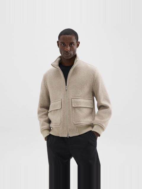 Theory Straight Bomber Jacket in Mélange Wool-Blend Melton
