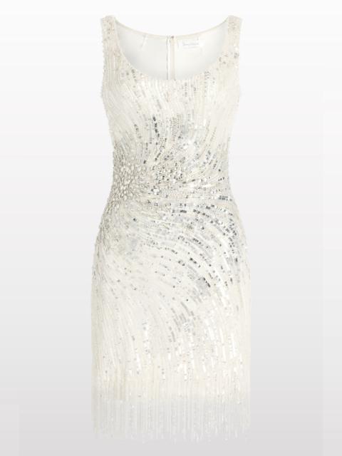 JENNY PACKHAM Jenny Packham Noella Sequined Embellished Fringed Mini Dress in Ivory at Nordstrom