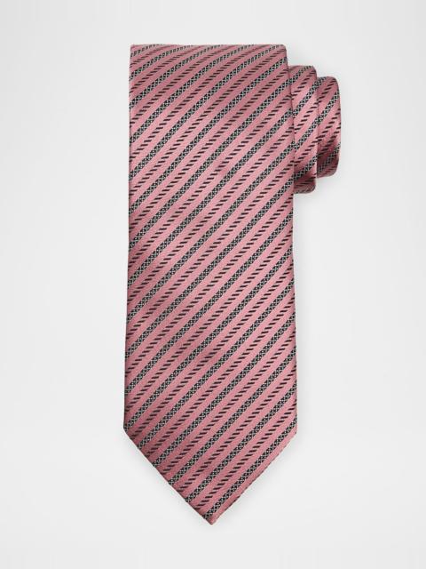 ZEGNA Men's Satin Diagonal Stripe Silk Tie