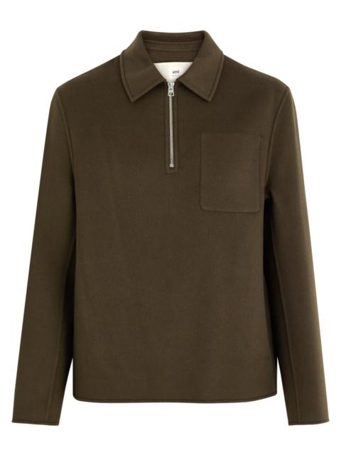 Ami Paris Half-zip Wool-blend Overshirt