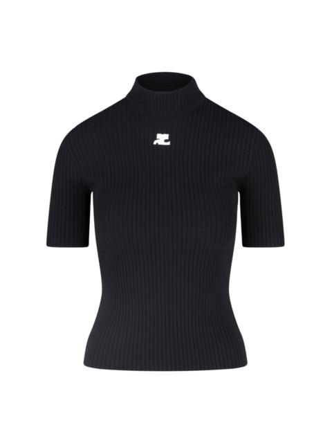 courrèges LOGO RIBBED TOP