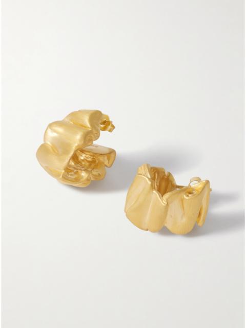 Completedworks Crumpled Gold-plated Hoop Earrings