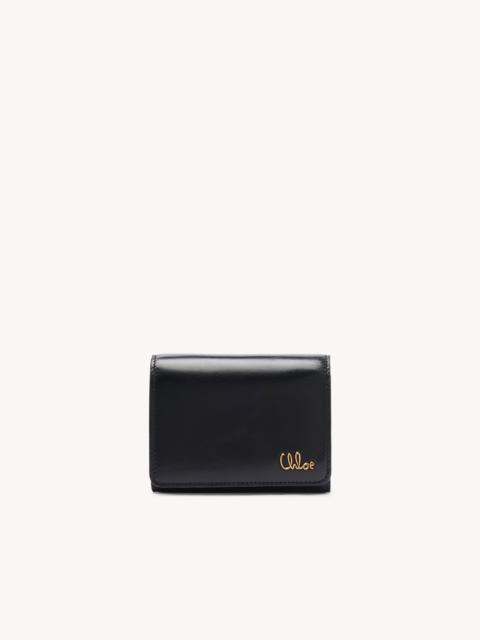 Chloé SMALL CHLOÉ ICONIC TRI-FOLD WITH COIN POCKET IN SHINY LEATHER