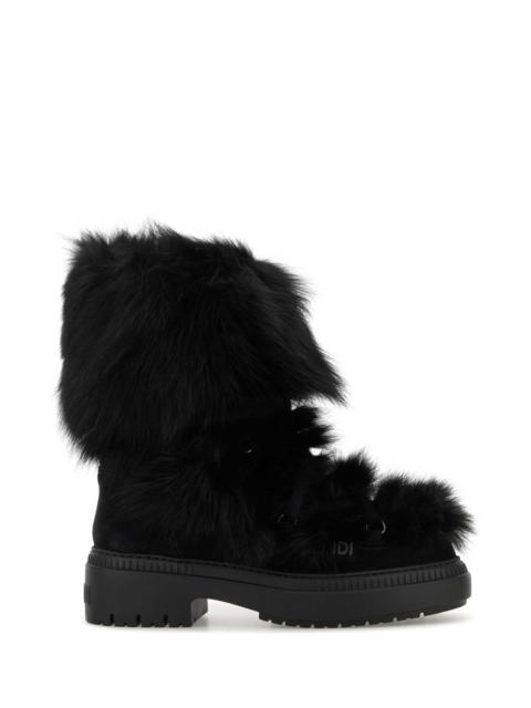 FENDI Fendi Women Black Fur And Suede Apres Chic Boots