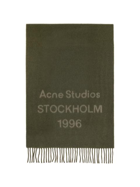 Acne Studios Khaki Wide Logo Scarf