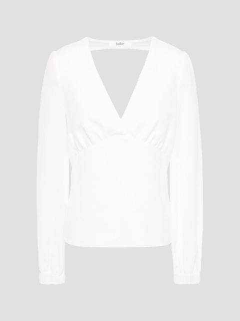ba&sh Mwetty open-back shirred crepe blouse