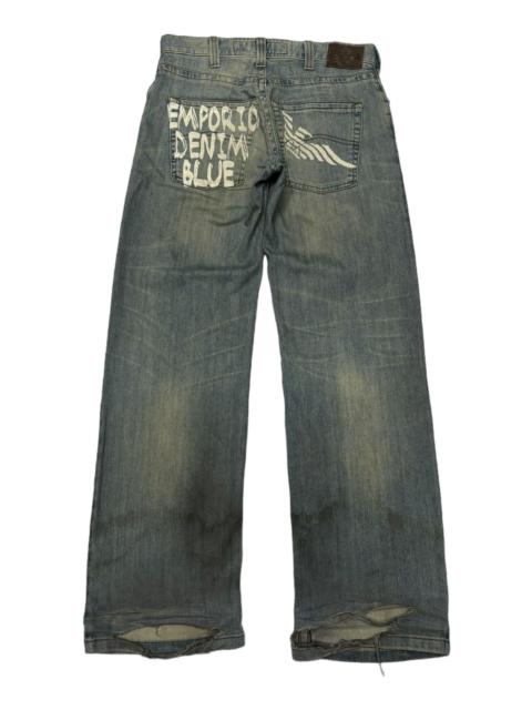 Hysteric Glamour 🔥EMPORIO ARMANI DENIM BLUE BAGGY DISTRESSED DENIM JEANS