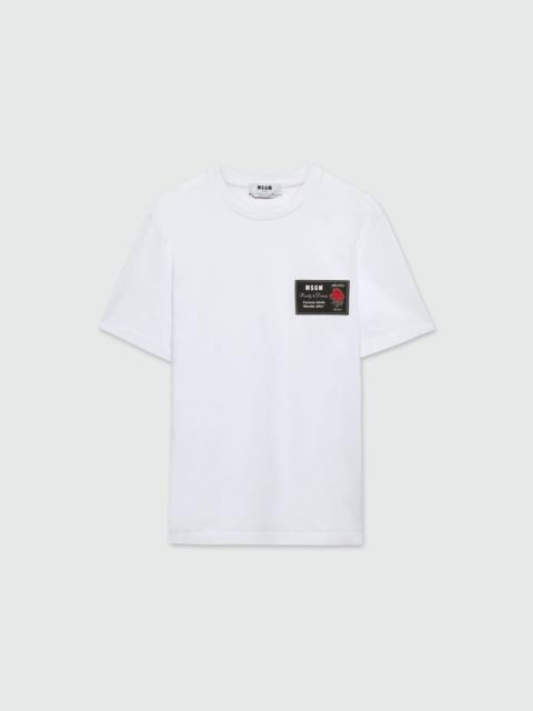 MSGM White jersey T-shirt with patch