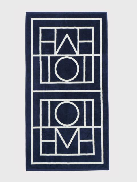 TOTEME Monogram jacquard beach towel navy