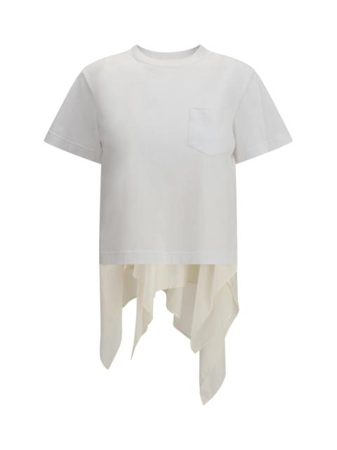 sacai Sacai Women Jersey T-Shirt With Polyester Detail