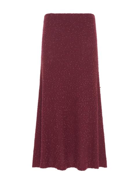 GABRIELA HEARST Sabine Knit Midi Skirt in Bordeaux Beaded Cashmere Silk