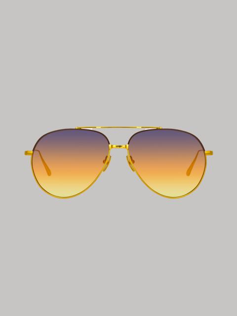 LINDA FARROW MARCELO AVIATOR SUNGLASSES IN YELLOW GOLD