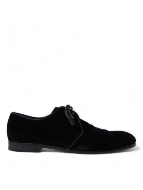 Dolce & Gabbana Dolce & Gabbana Black Velvet Lace Up Formal Derby Dress Shoes