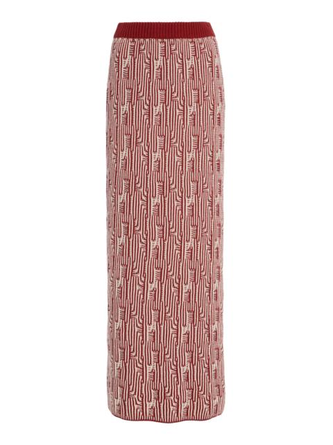 ESCVDO Tayta Knit Cotton Maxi Skirt burgundy