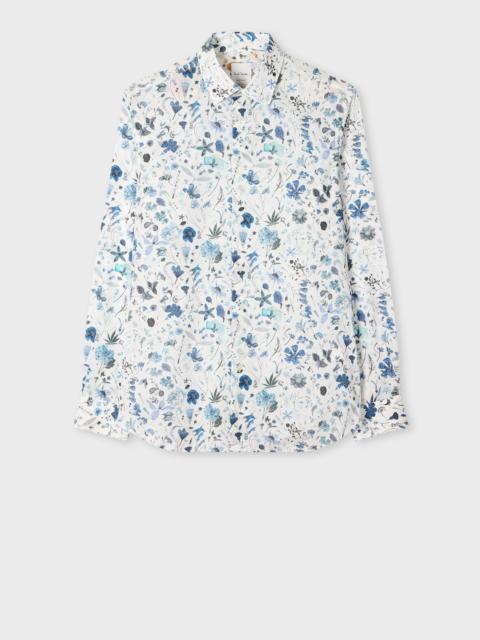 Paul Smith Tailored-Fit Blue and White 'Liberty Floral' Print Shirt