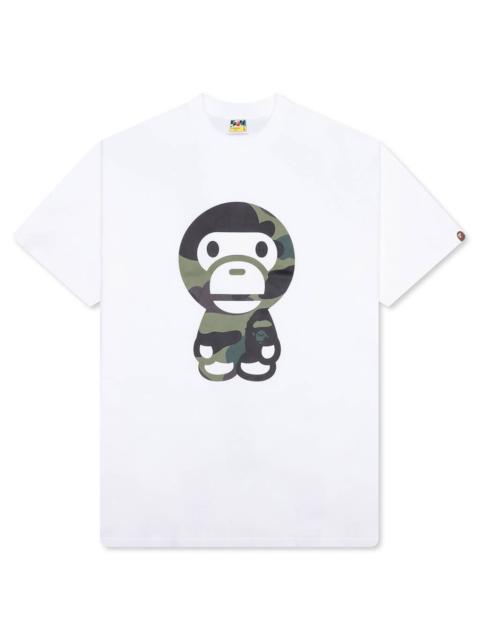 A BATHING APE® GIANT 1ST CAMO BIG BABY MILO TEE - WHITE/GREEN