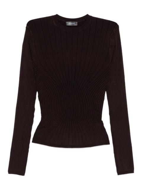 MUGLER ribbed long-sleeve top