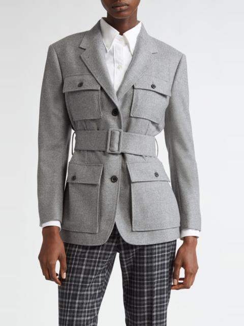 Thom Browne Thom Browne Wool Flannel Safari Jacket in Light Grey at Nordstrom