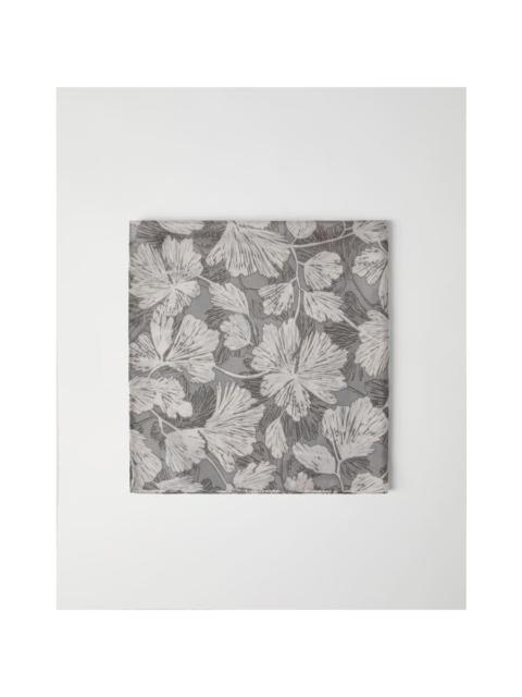 Brunello Cucinelli Brunello Cucinelli Grey Silk Floral Scarf, Brand Size OS (US Size OS)