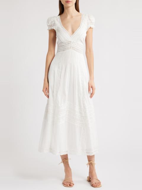 LoveShackFancy LoveShackFancy Suvi Lace Trim Cocktail Dress in White at Nordstrom