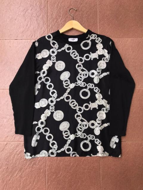 CELINE Celine Silk Long Sleeve Silver Chain Shirt