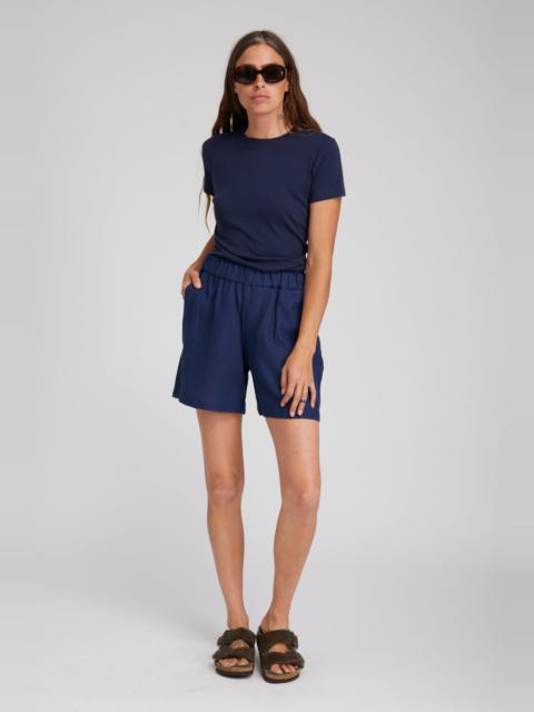 SPRWMN NAVY LINEN CULOTTE SHORTS