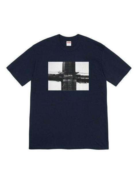 Supreme FW19 Week 17 Bridge Tee Graffiti Printing Short Sleeve Unisex Navy Blue SUP-FW19-10921