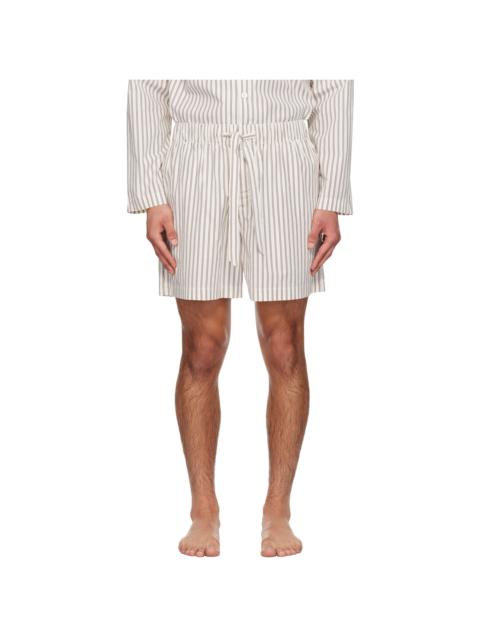 TEKLA Beige & Brown Poplin Pyjama Shorts