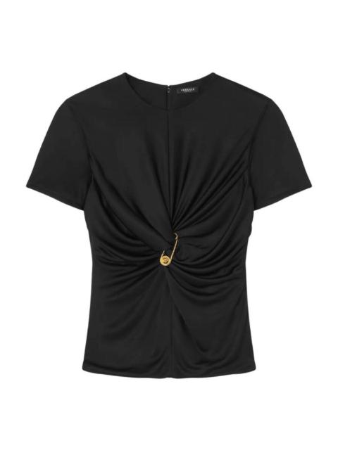 VERSACE Versace Safety Pin Gathered Viscose Top
